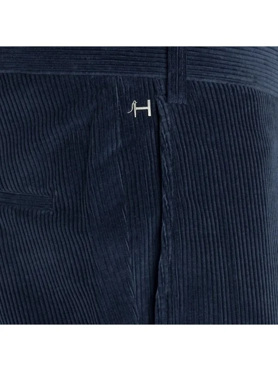 Hiltl Aviator Blue Cotton Wool Slim Fit Chino Luxury Velvet Men's Trousers - Hiltl