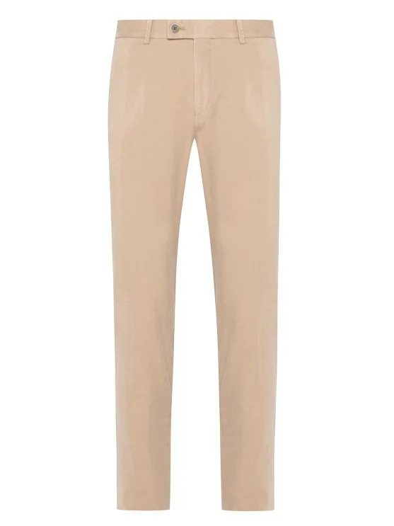 Hiltl Beige Comfort Germirli Elastic Waist Back Slim Fit Cotton Chino Trousers - Hiltl