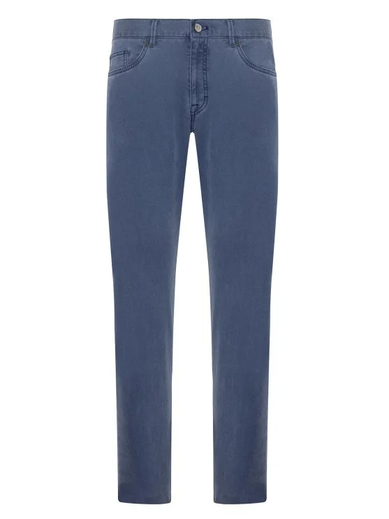 Hiltl Blue 5 Pocket Textured Cotton Elastane Slim Fit Trousers - Hiltl