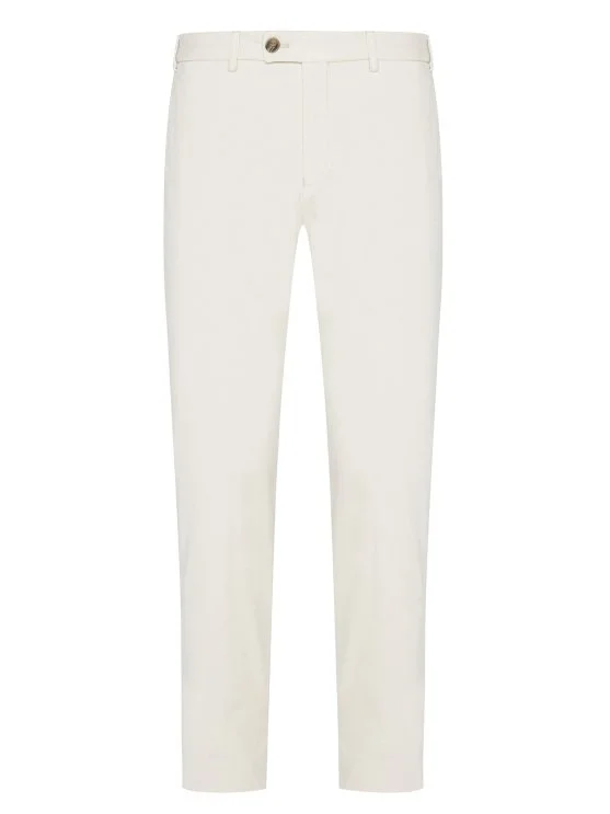 Hiltl Bone Color Supima Cotton Slim Fit Thin Corduroy Chino Pants - Hiltl