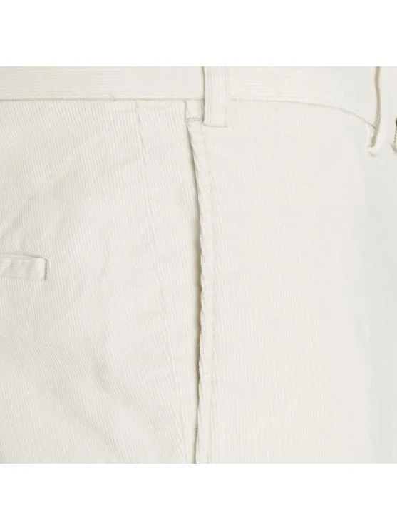 Hiltl Bone Color Supima Cotton Slim Fit Thin Corduroy Chino Pants - Hiltl
