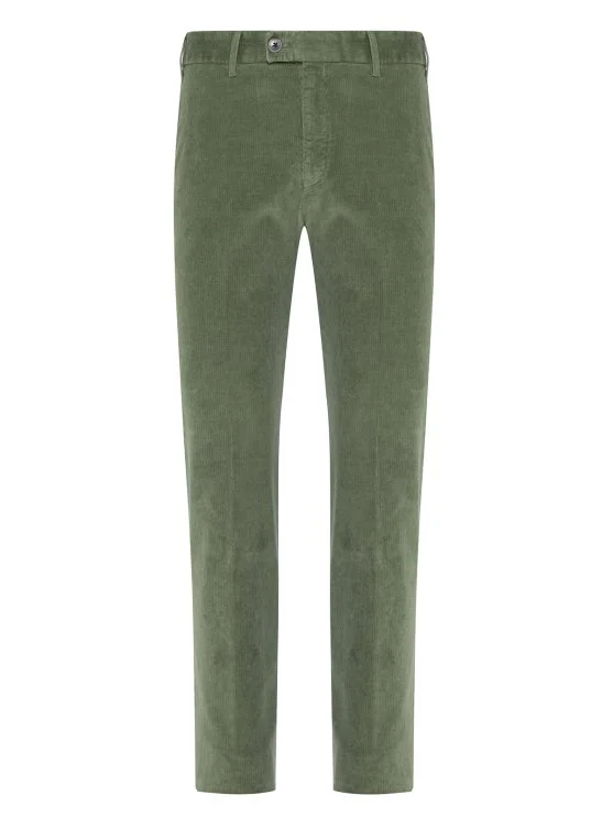 Hiltl Green Supima Cotton Slim Fit Thin Corduroy Chino Pants - Hiltl