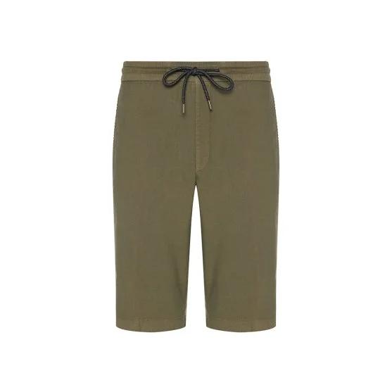 Hiltl Olive Green Vintage Elastic Waist Cotton Elastane Bermuda Shorts - Hiltl