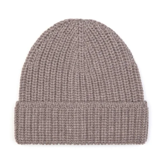 La Fileria Beige Knitted Wool Beanie Hat - La Fileria