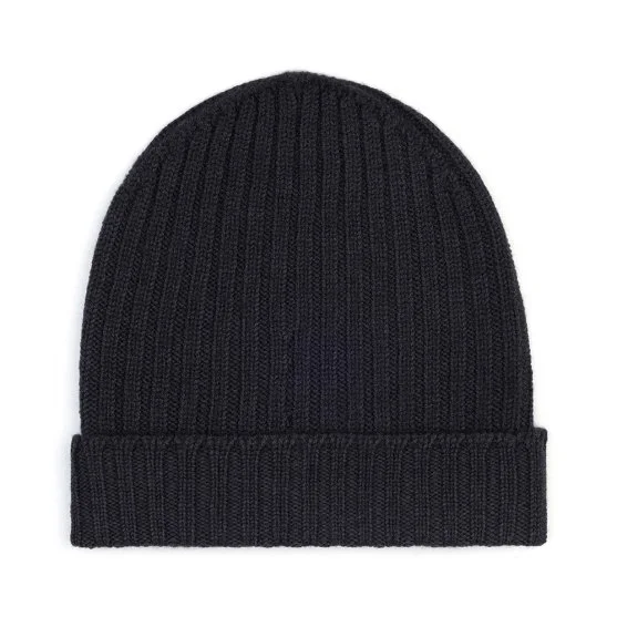 La Fileria Black Knitted Wool Hat - La Fileria