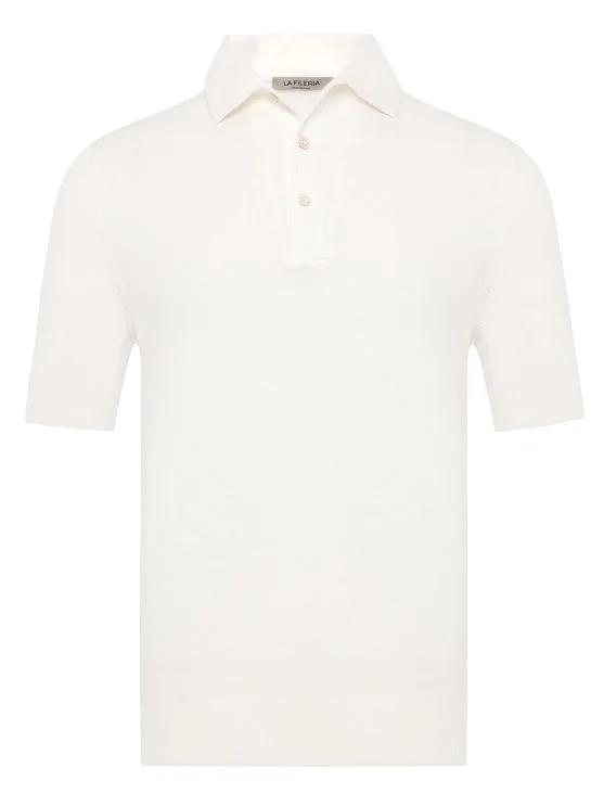 La Fileria Ecru Shirt Collar Regular Fit Cotton Knitwear - La Fileria