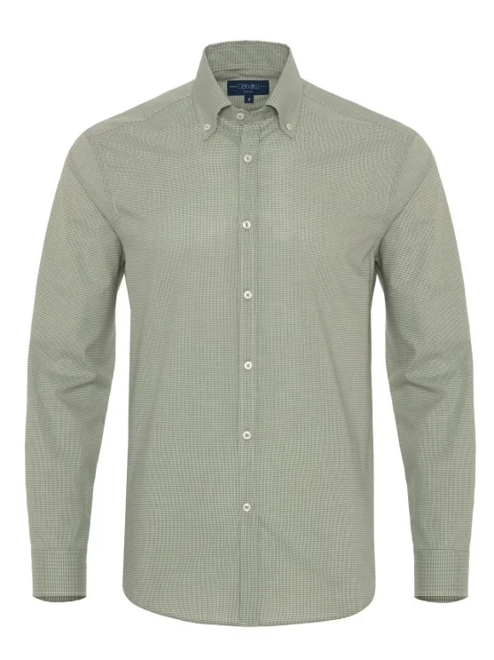 Light Green Plaid Button-down Collar Tailor Fit Shirt with Germirli - Germirli 