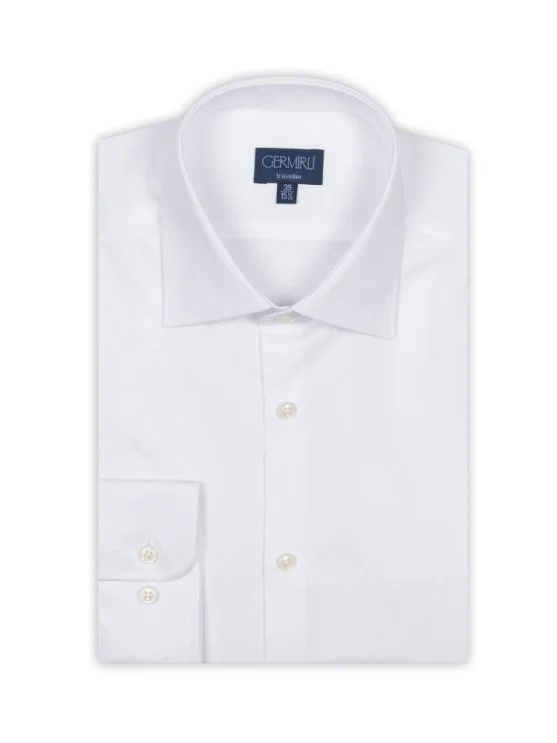 Germirli Non Iron White Twill Tailor Fit Shirt - Germirli 
