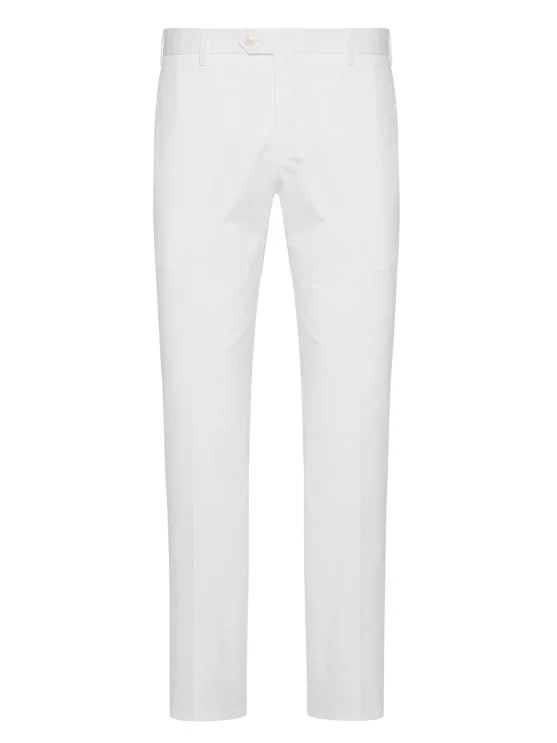 Sartoria Latorre Chino White Cotton Elastane Trousers - Sartoria Latorre