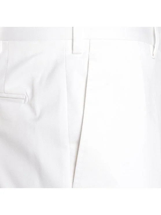 Sartoria Latorre Chino White Cotton Elastane Trousers - Sartoria Latorre