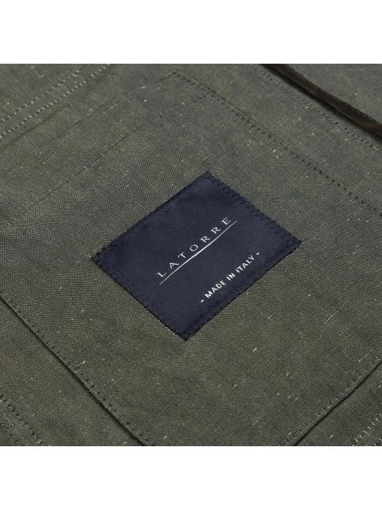 Sartoria Latorre Green Linen Cotton Half Lining Field Jacket - Sartoria Latorre