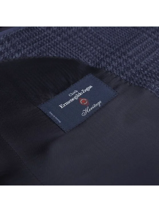 Sartoria Latorre Navy Blue Ermenegildo Zegna Plaid Silk Linen Wool Men's Jacket - Sartoria Latorre