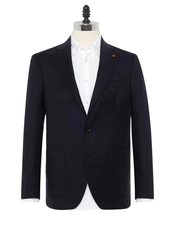 Sartoria Latorre Navy Blue Wool Unlined Blazer Jacket - Sartoria Latorre