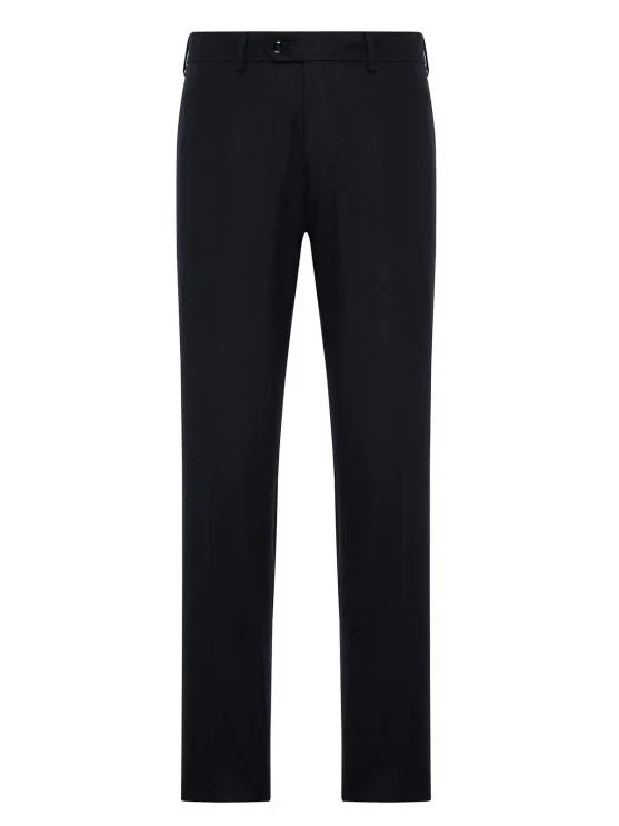 Sartoria Latorre Navy Blue Wool Flannel Men's Trousers - Sartoria Latorre