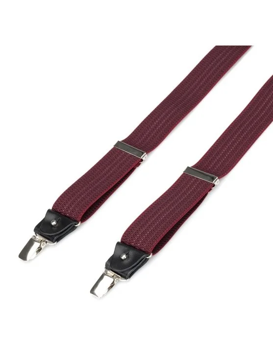 Stefano Corsini Claret Red Textured Germirli Trouser Suspenders - Stefano Corsini