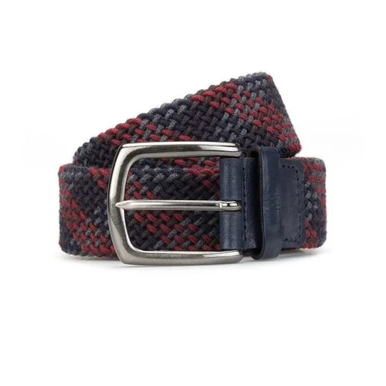 Stefano Corsini Navy Blue Gray Coffee Red Germirli Knit Belt - Stefano Corsini
