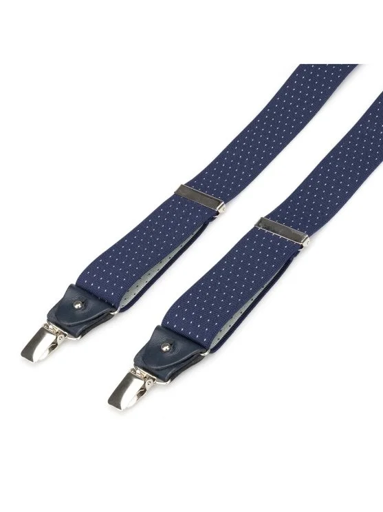 Stefano Corsini Navy Blue White Dotted Germirli Suspenders - Stefano Corsini