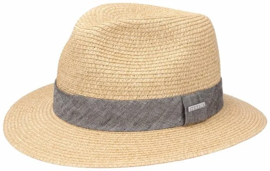 Stetson Traveller Toyo Herringbone Banded Sand Straw Hat - Stetson