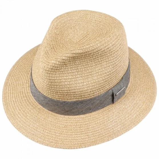 Stetson Traveller Toyo Herringbone Banded Sand Straw Hat - Stetson
