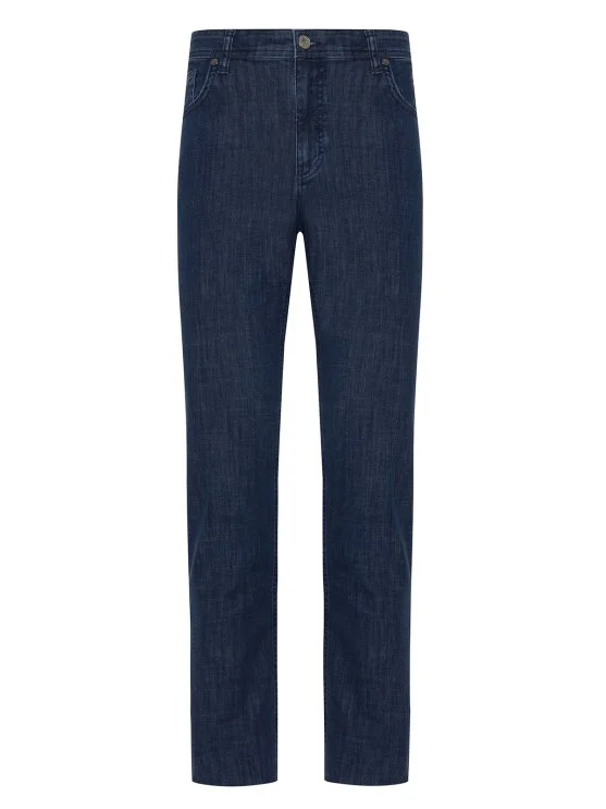 Gallus 5 Cep İndigo Mavi Esnek Regular Fit İnce Denim Pantolon - Gallus