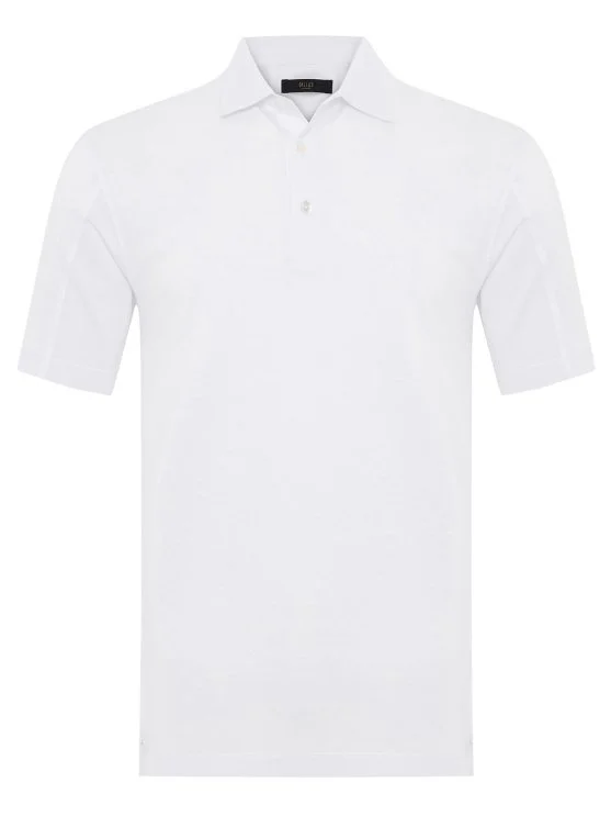 Gallus Beyaz Gömlek Yaka Merserize Regular Fit Tişört - Gallus