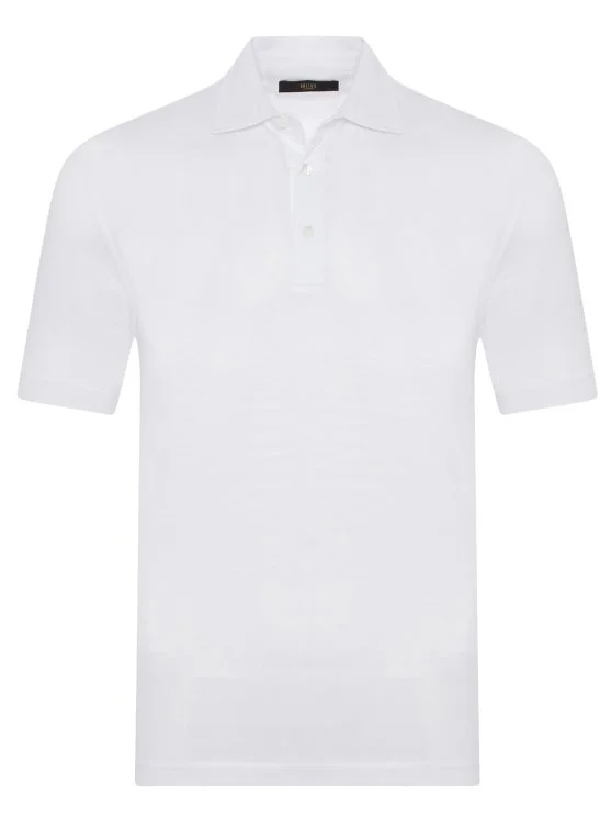 Gallus Beyaz Gömlek Yaka Merserize Regular Fit Tişört - Gallus