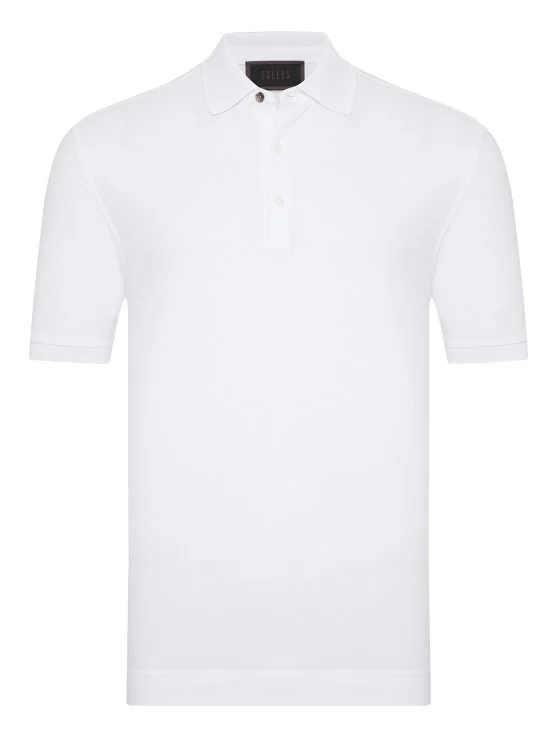 Gallus Beyaz Polo Yaka Pike Pamuk Regular Fit Tişört - Gallus