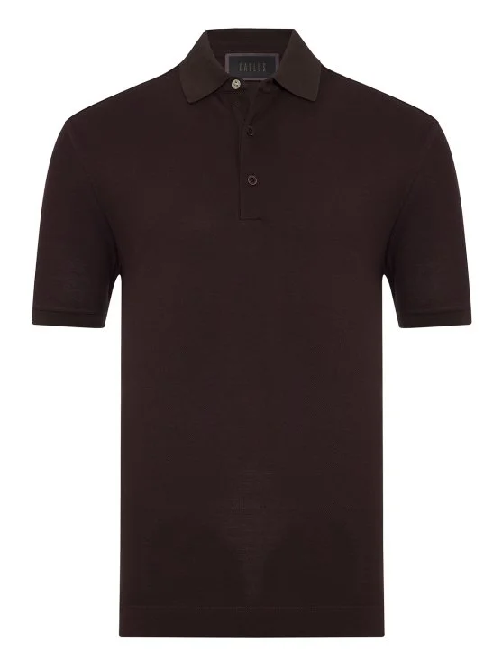 Gallus Kahverengi Polo Yaka Pike Pamuk Regular Fit Tişört - Gallus