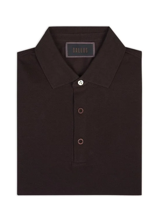Gallus Kahverengi Polo Yaka Pike Pamuk Regular Fit Tişört - Gallus
