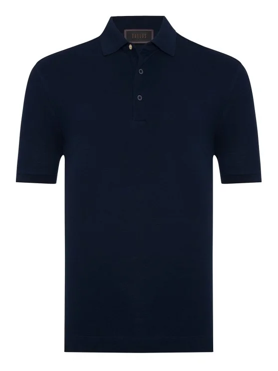 Gallus Lacivert Polo Yaka Pike Pamuk Regular Fit Tişört - Gallus