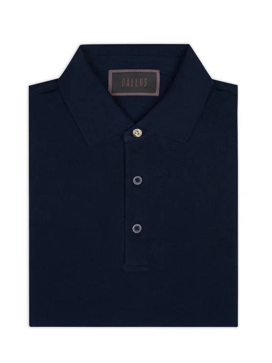 Gallus Lacivert Polo Yaka Pike Pamuk Regular Fit Tişört - Gallus