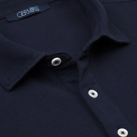 Germirli Açık Lacivert Gömlek Yaka Regular Fit Vintage Tişört - Germirli 
