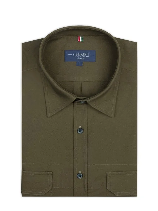 Germirli Albiate Haki Yeşili Tailor Fit Spor Oxford Erkek Utility Gömlek - Germirli 