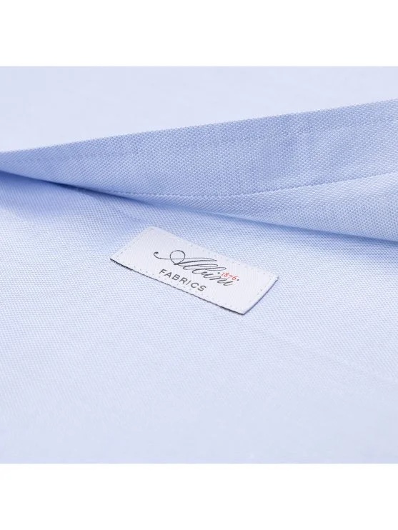 Germirli Albini Mavi Exclusive Piumino Piquet 100 Klasik Yaka Tailor Fit Pamuk Gömlek - Germirli