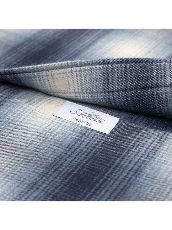 Germirli Albini Mavi Lacivert Ekoseli Flanel Tailor Fit Pamuk Oduncu Gömlek - Germirli