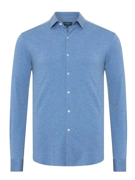 Germirli Albini Mavi Melanj 4Flex Formula Active Pamuklu Slim Fit Gömlek - Germirli 