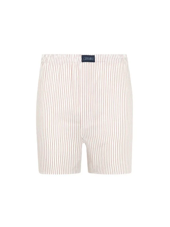 Germirli Beyaz Kiremit İnce Çizgili Poplin Boxer Şort - Germirli