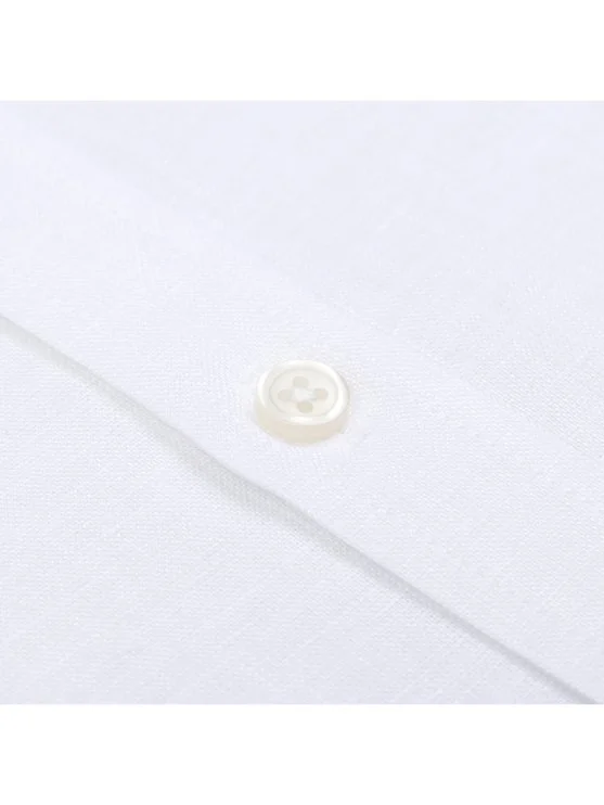 Germirli Beyaz Klasik Yaka Exclusive Tailor Fit Saf Keten Gömlek - Germirli