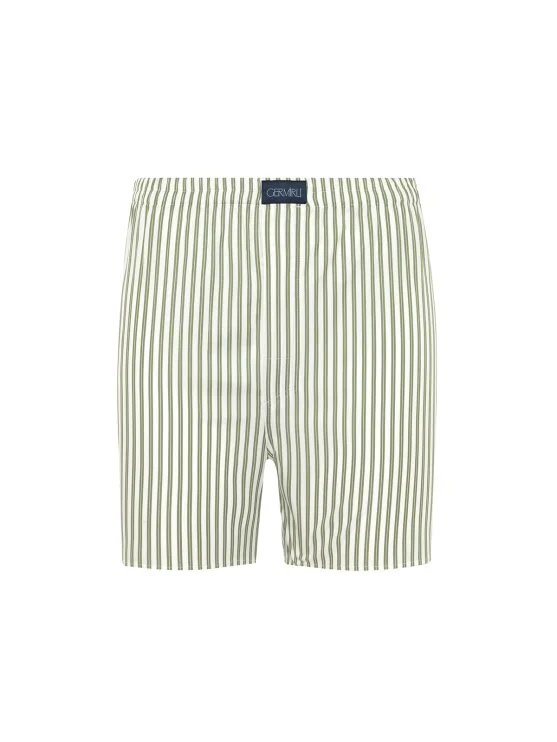 Germirli Beyaz Yeşil Çizgili Poplin Boxer Şort - Germirli 