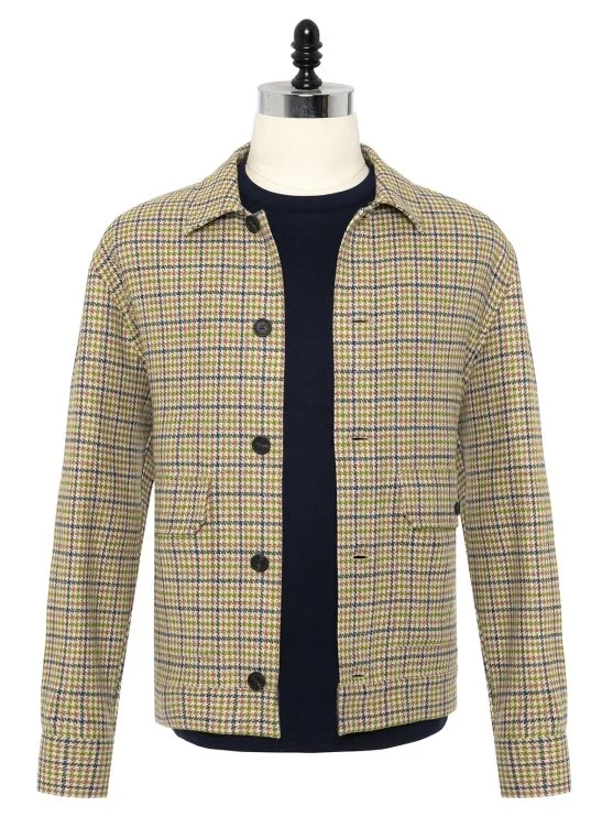 Germirli Forest Bej Piyedepul Kazayağı Desenli Yün Ceket Gömlek - Germirli 