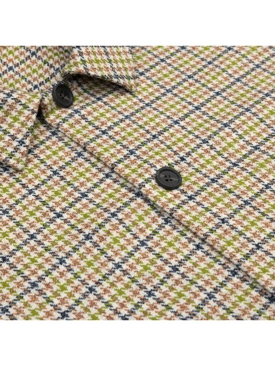 Germirli Forest Bej Piyedepul Kazayağı Desenli Yün Ceket Gömlek - Germirli 