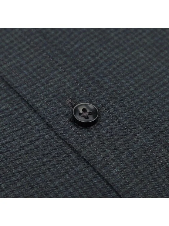 Germirli Haki Siyah Ekoseli Tailor Fit Rahat Kalıp Düğmeli Yaka Flanel Gömlek - Germirli 