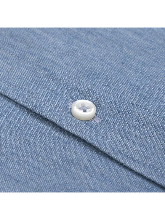 Germirli İndigo Soft Yaka Tailor Fit Denim Pamuk Gömlek - Germirli