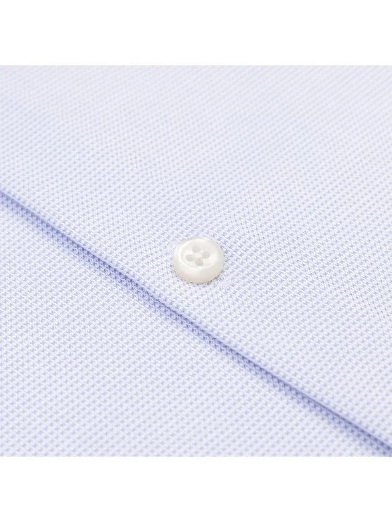 Germirli Mavi Armürlü Doku Exclusive Easy Iron Klasik YakaTailor Fit Pamuk Gömlek - Germirli 