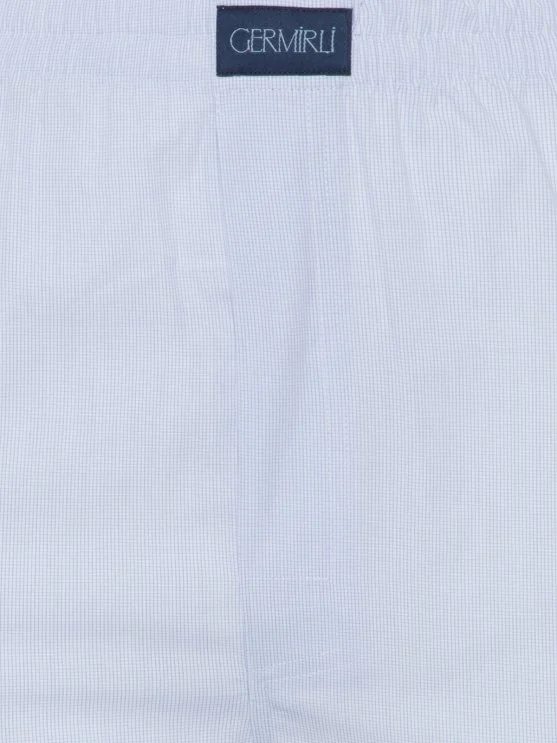 Germirli Mavi Beyaz Desenli Pamuk Boxer Şort - Germirli 