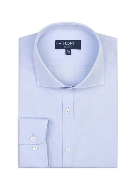 Germirli Mavi İtalyan Yaka Tailor Fit Pamuk Exclusive Gömlek - Germirli 