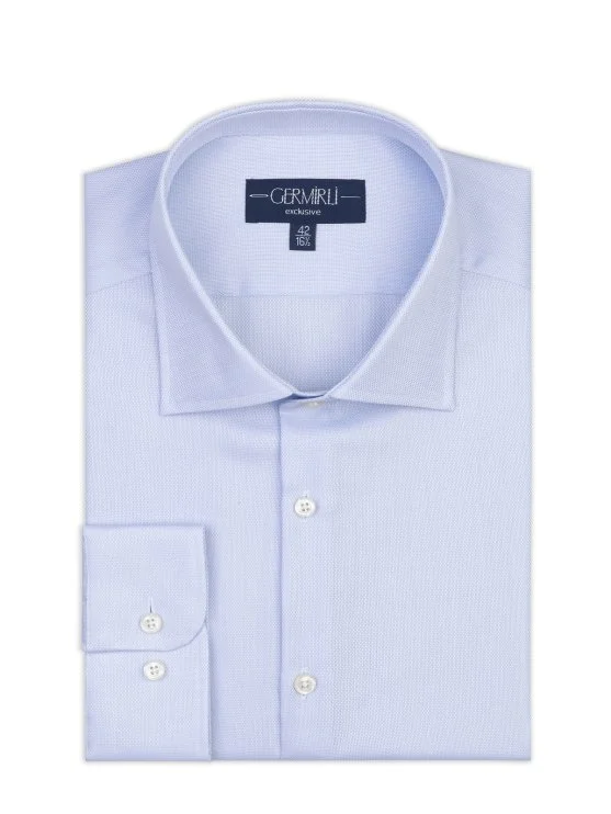 Germirli Mavi Oxford Exclusive Easy Iron Klasik Yaka Tailor Fit Pamuk Gömlek - Germirli 