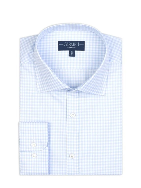 Germirli Mavi Pötikare Exclusive Tailor Fit Pamuk Gömlek - Germirli 