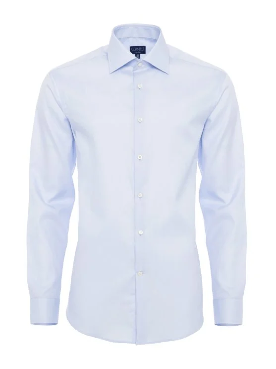 Germirli Non Iron Blue Twill Semi Spread Tailor Fit Journey Shirt - Germirli 