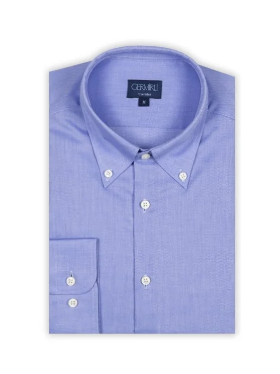 Germirli Non Iron Light Blue Oxford Button Down Collar Tailor Fit Shirt - Germirli 